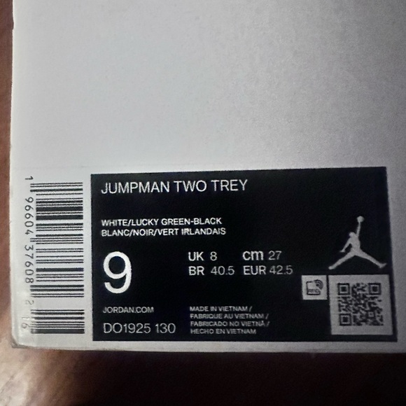 Jordan Two Trey White and Green Sneakers NIB - Picture 4 of 4